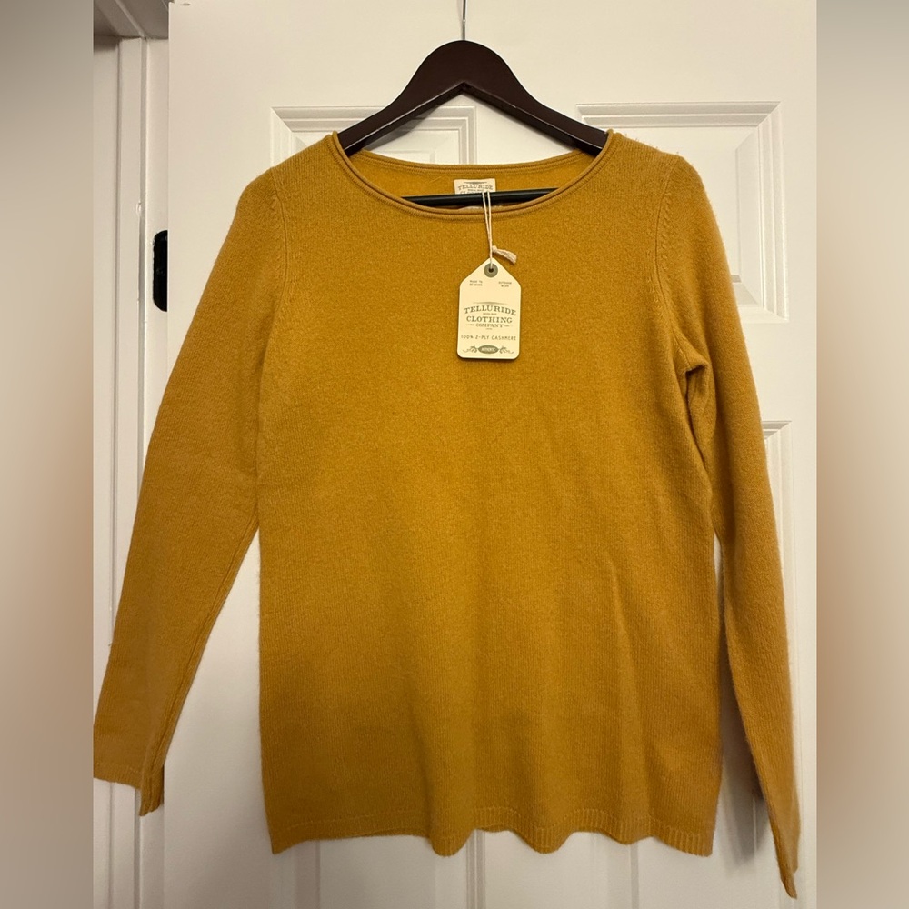 NWT Mustard Yellow Women's 100% Cashmere Sweater, sz S